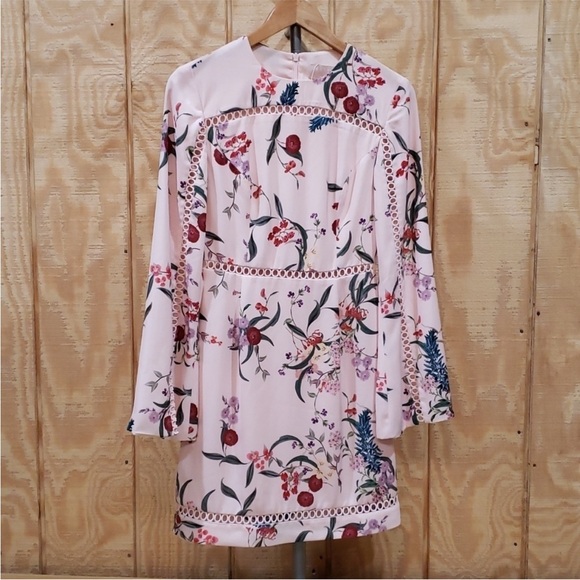 Size S women Keepsake The Label Pink Floral Embroidered Cut Out Dress date night - Picture 2 of 8